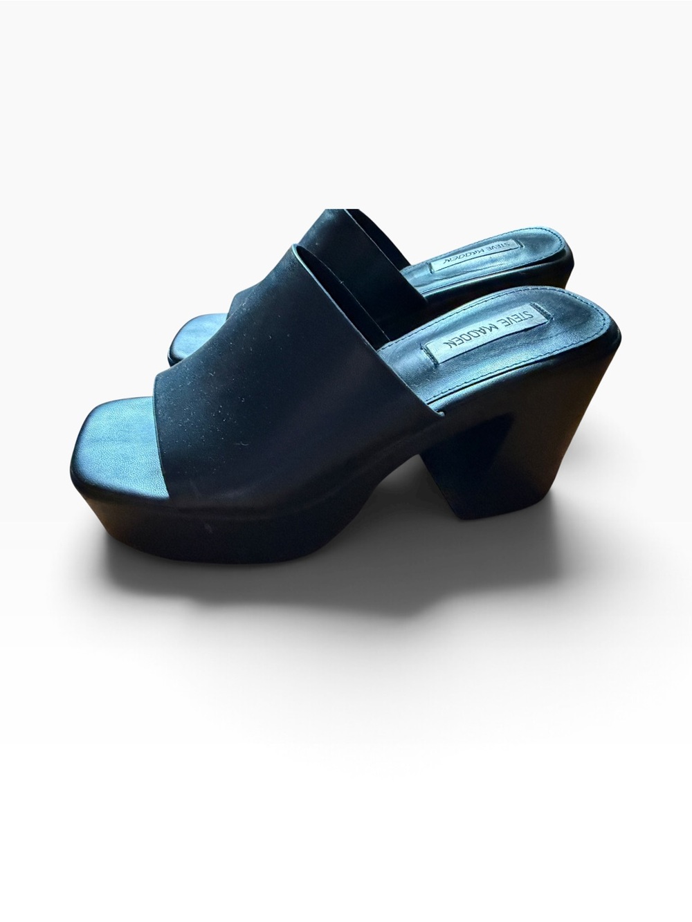 Steve Madden Black Chunky Platform Mules